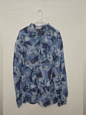 Sag Harbor Blue & Navy Geometric Floral Shirt Jacket